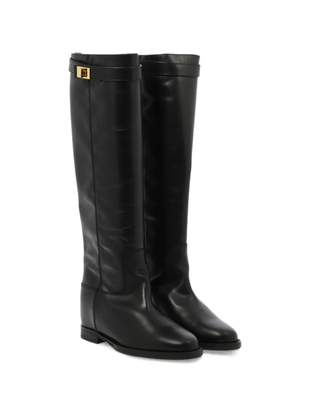 Via Roma 15 buckled leather boots Zwart