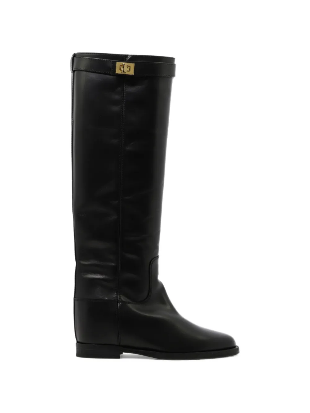 Via Roma 15 buckled leather boots Zwart