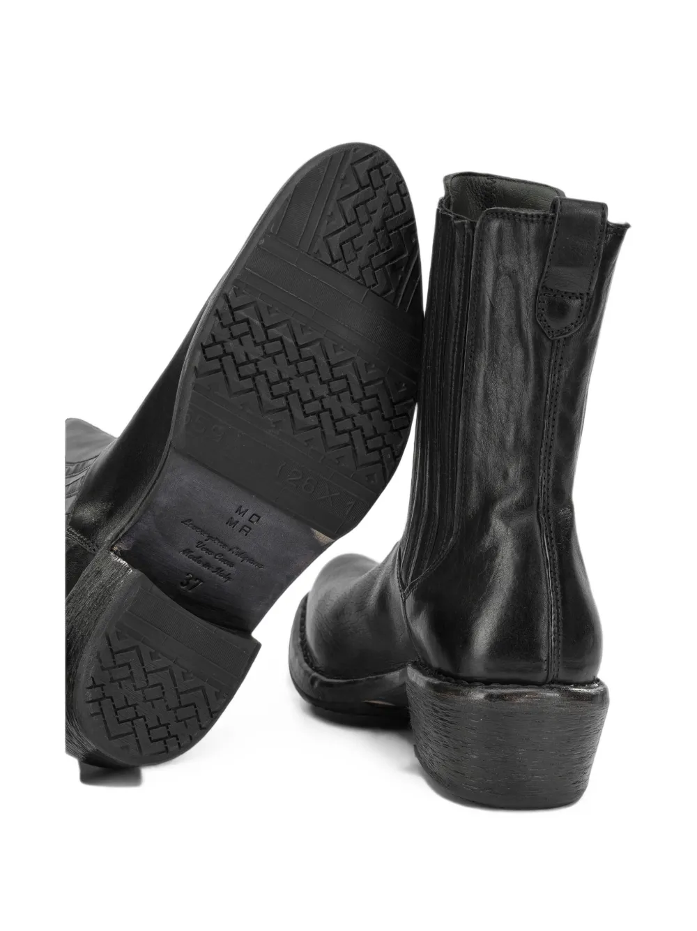 Moma leather pull-on ankle boots Zwart