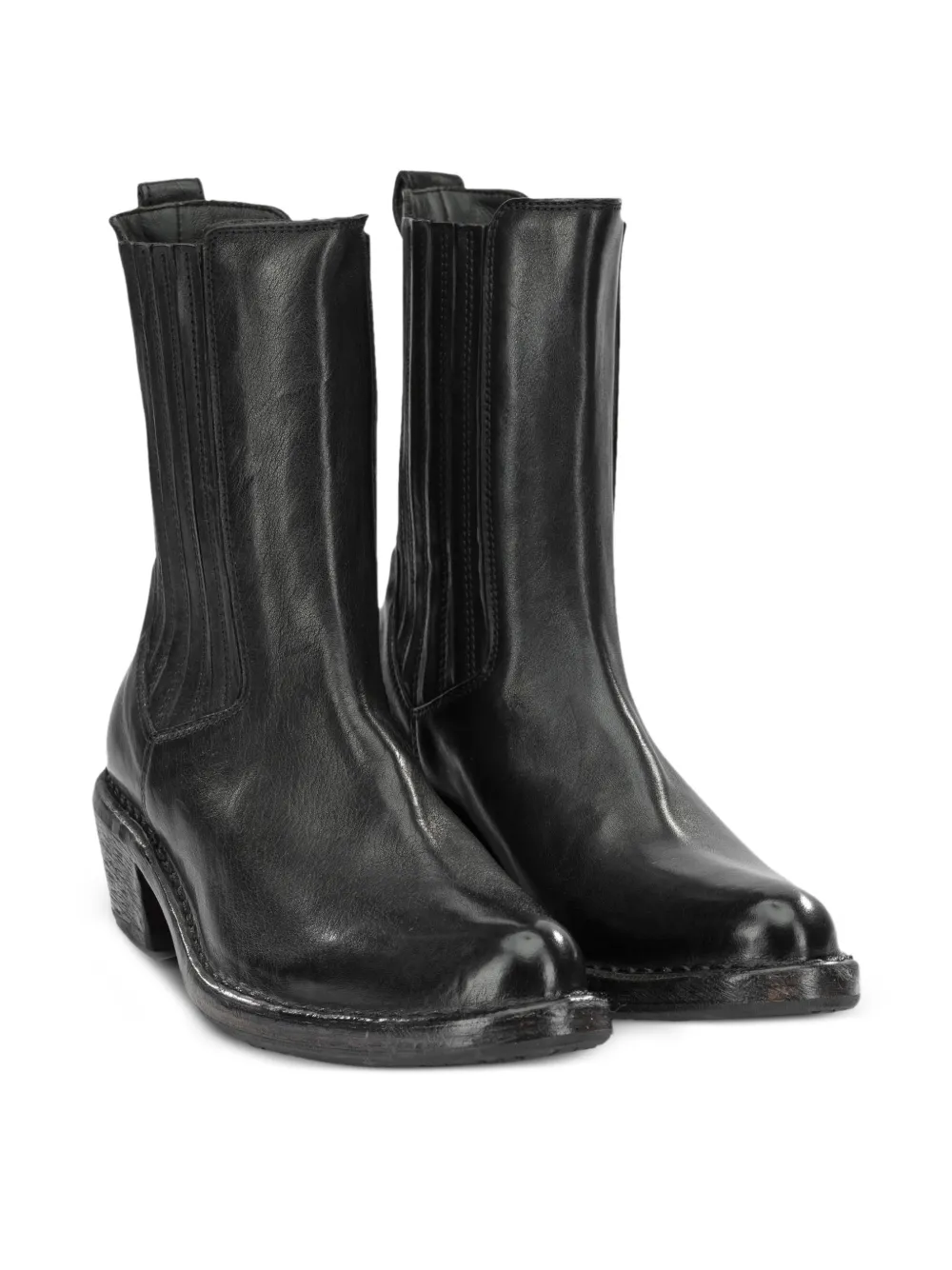 Moma leather pull-on ankle boots Zwart