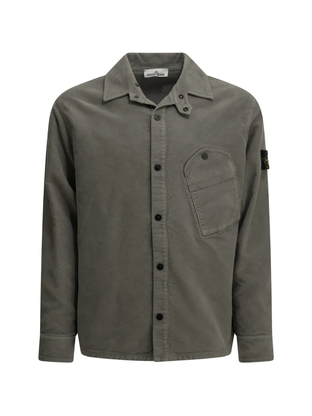 Stone Island logo-patch chest-pocket shirt - Grigio