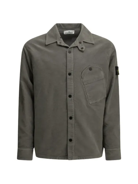 Stone Island logo-patch chest-pocket shirt