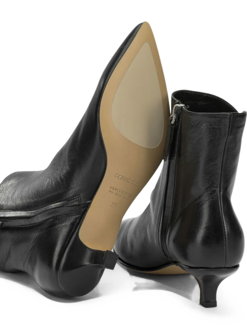 Pomme D´Or pointed-toe leather ankle boots Zwart