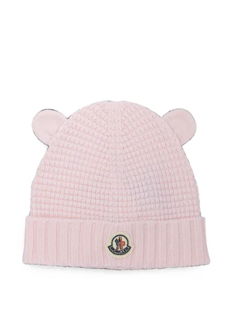 Moncler Enfant ear-detail waffle-knit beanie hat