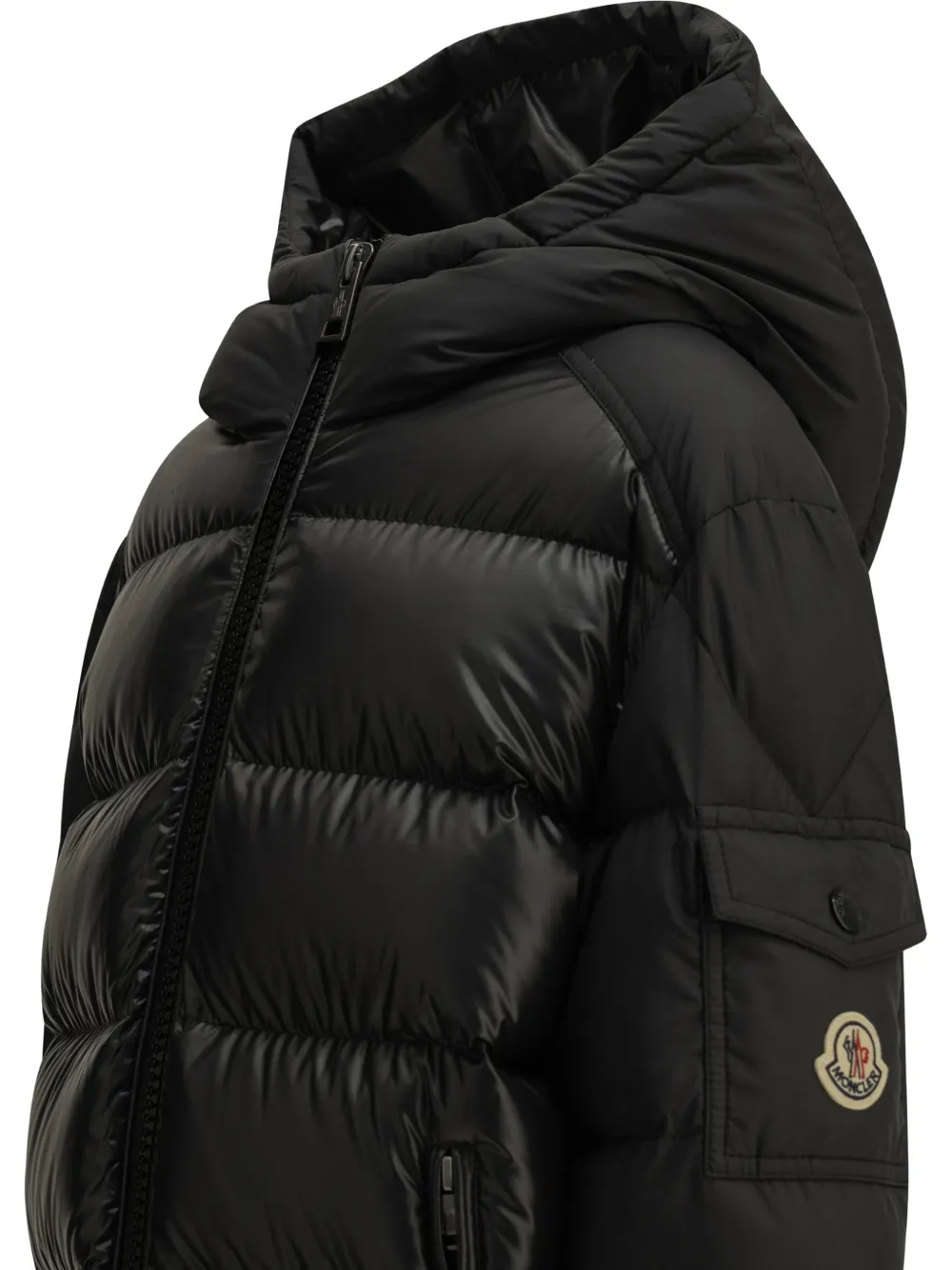 Moncler Enfant Gewatteerde jas met capuchon Zwart