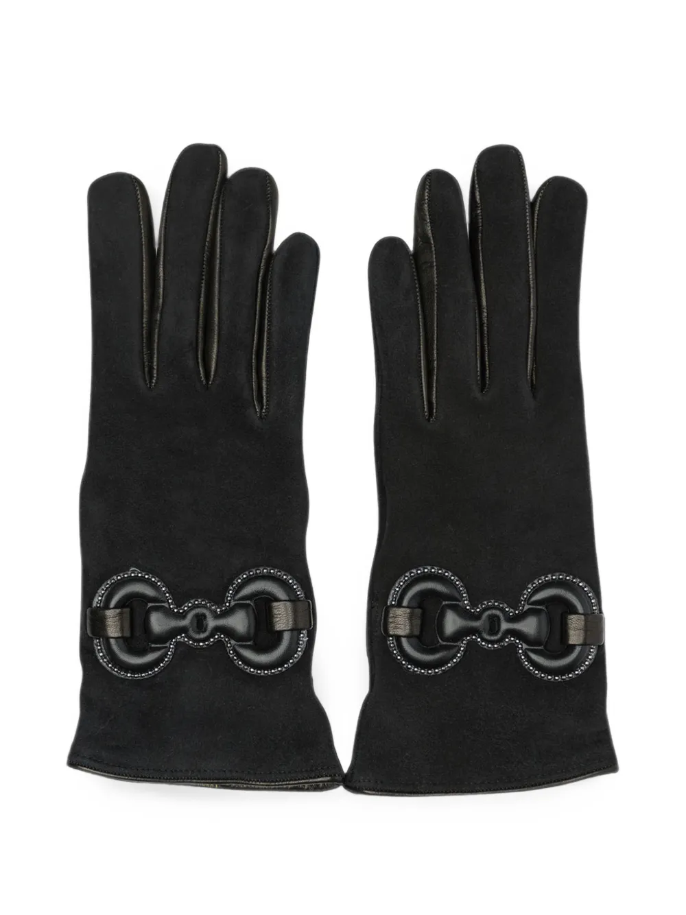 Restelli horsebit-detail suede gloves - Nero