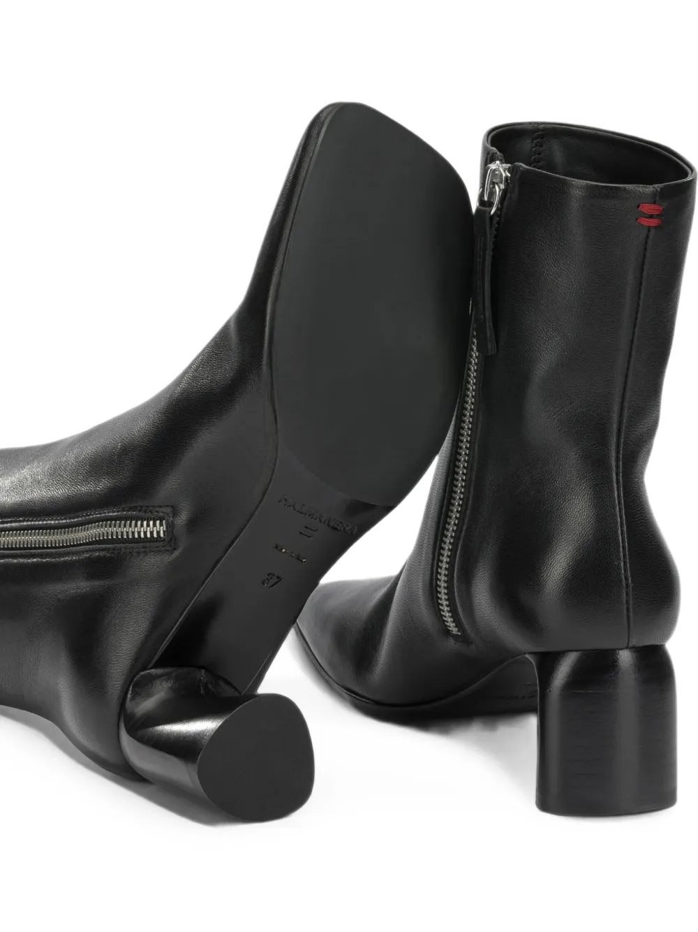 Halmanera side-zip leather ankle boots Zwart