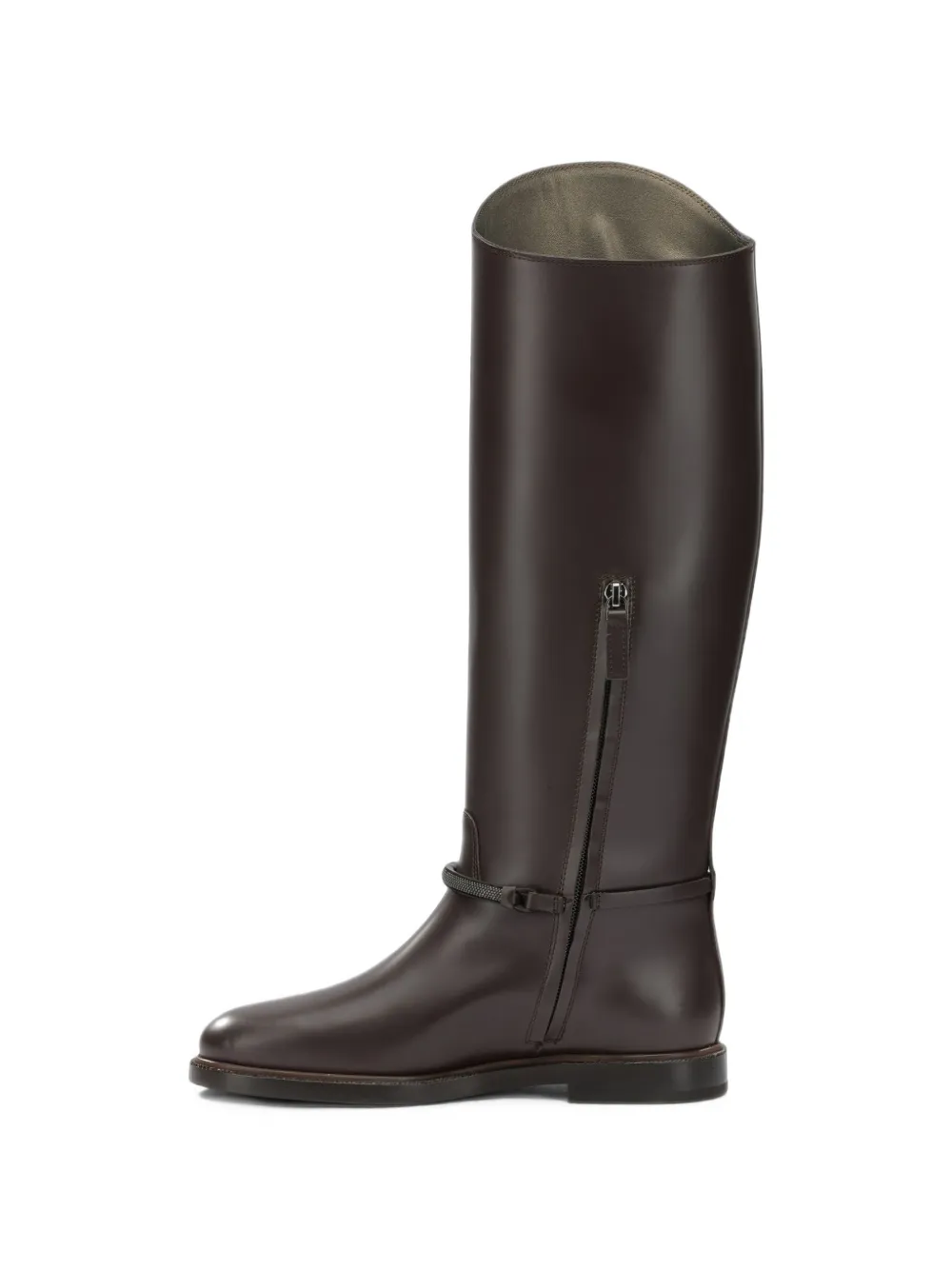 Brunello Cucinelli Monili-embellished leather boots Bruin