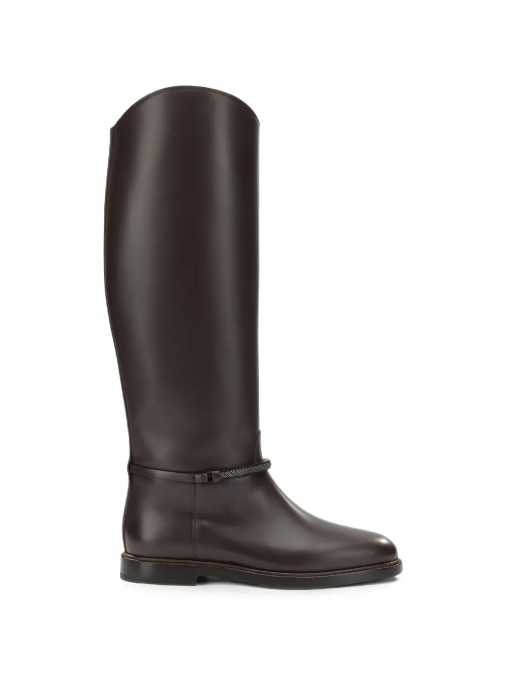 Brunello Cucinelli Monili-embellished leather boots - Marrone