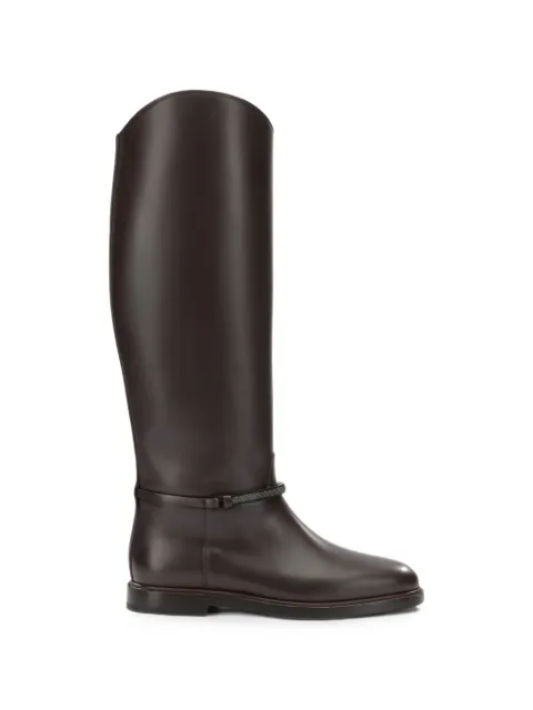 Brunello Cucinelli Monili-embellished leather boots