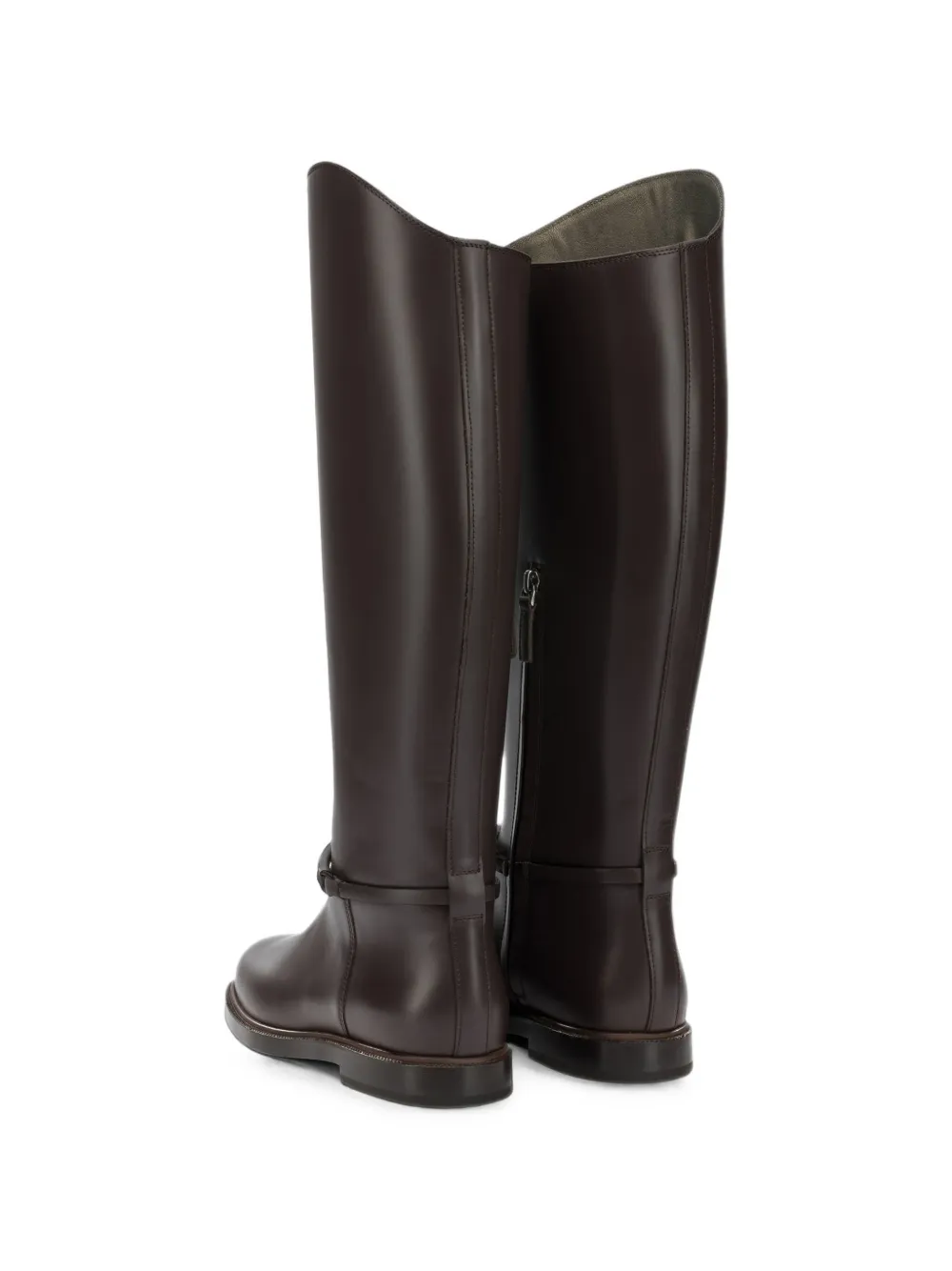 Brunello Cucinelli Monili-embellished leather boots Bruin