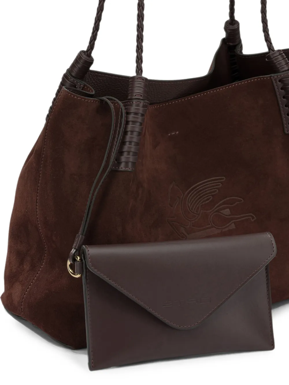 ETRO Kleine Libra suède schoudertas Bruin