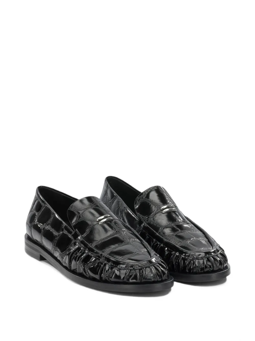 Halmanera croc-effect gathered loafers Zwart