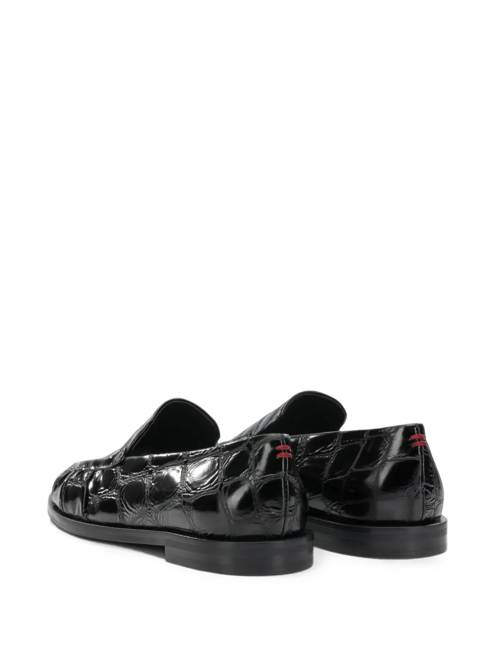 Halmanera croc-effect gathered loafers Zwart