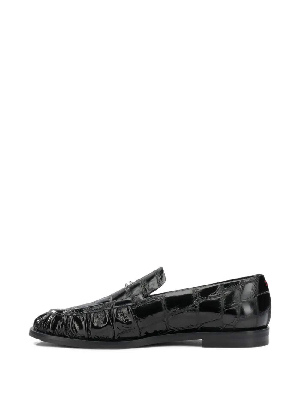 Halmanera croc-effect gathered loafers Zwart