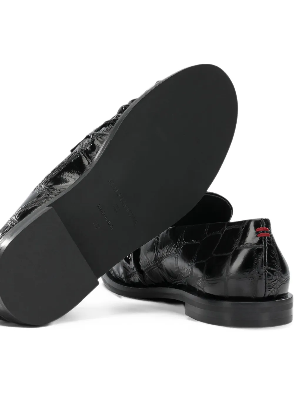 Halmanera croc-effect gathered loafers Zwart