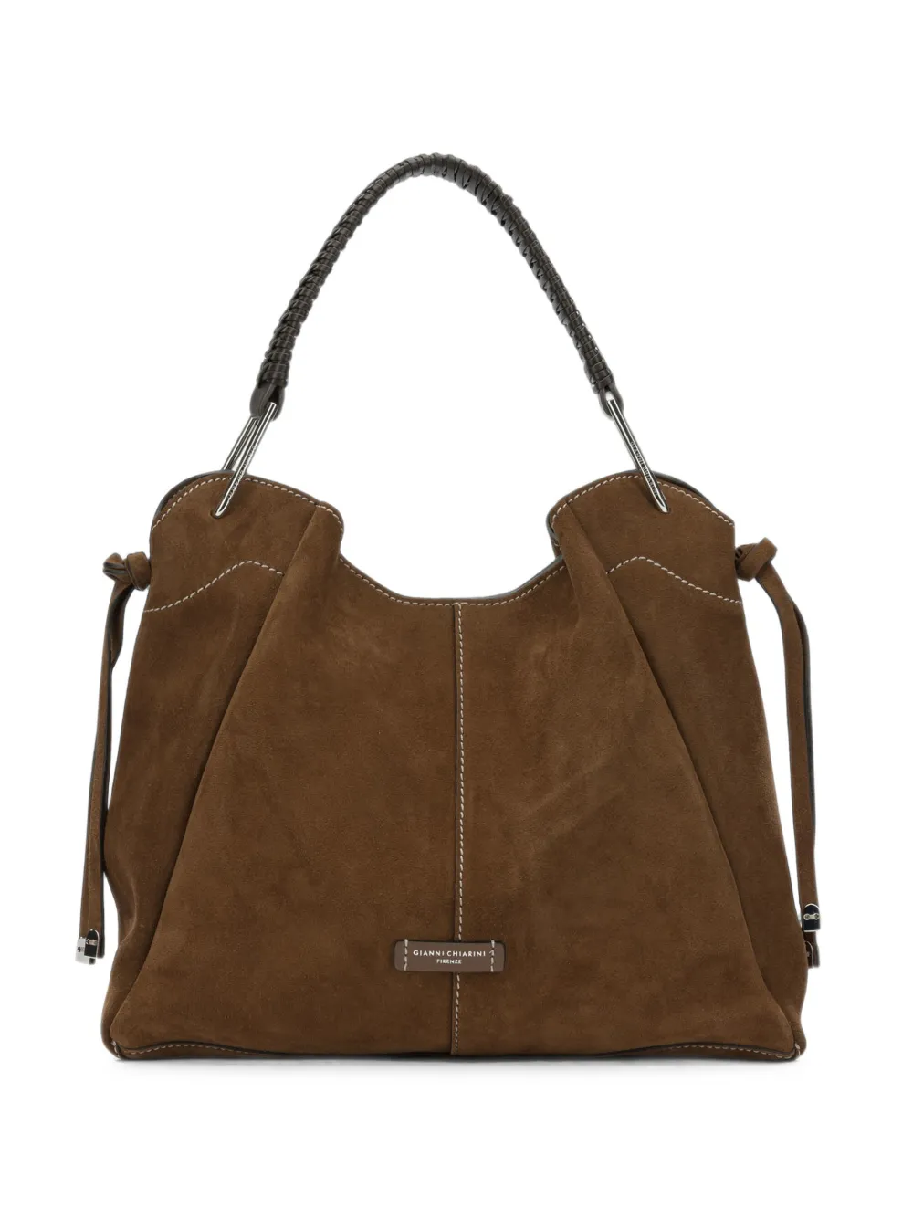 GIANNI CHIARINI Era suede braided-handle shoulder bag - Marrone