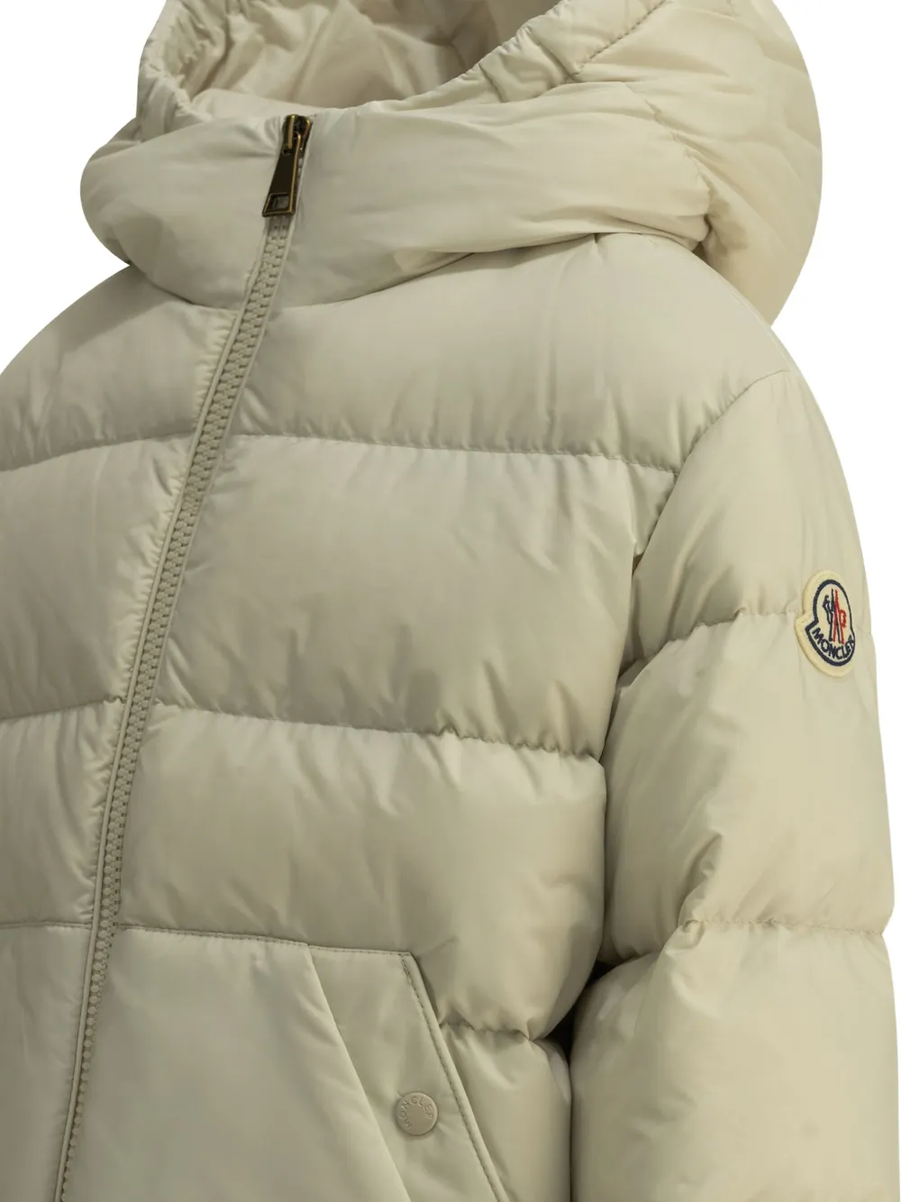 Moncler Enfant Xhante quilted hooded jacket Beige