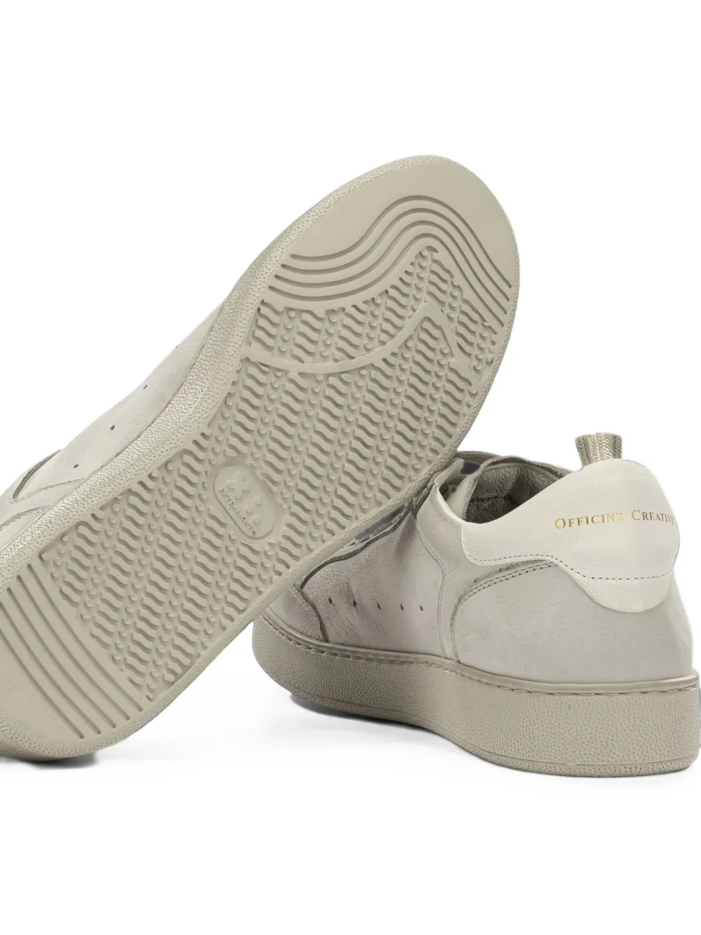 Officine Creative The Answer 005 perforated leather sneakers Beige