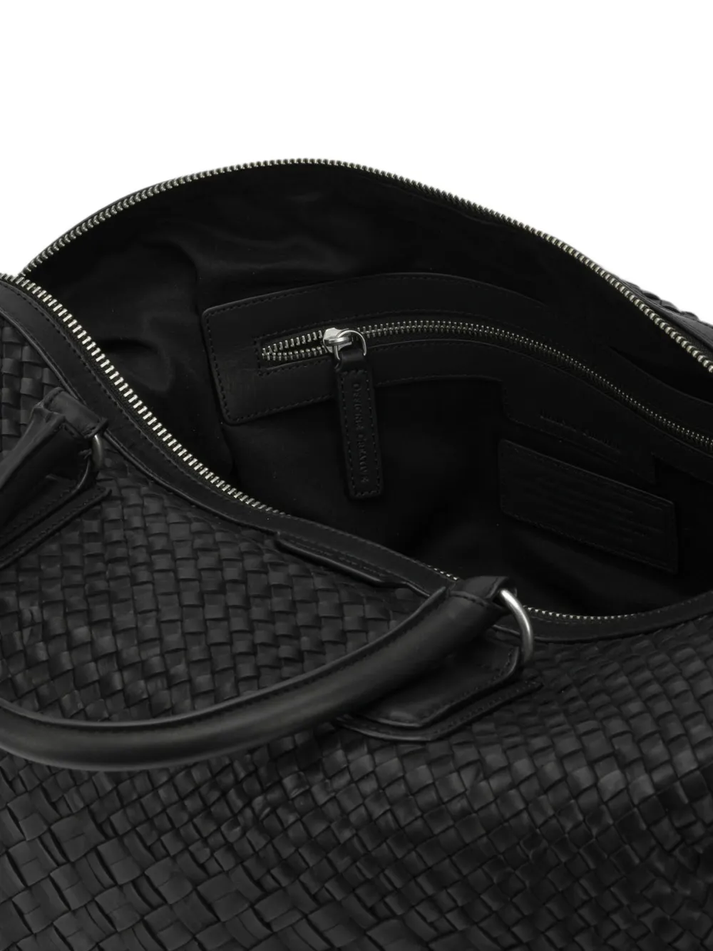 Officine Creative Armor 019 geweven leren weekendtas Zwart