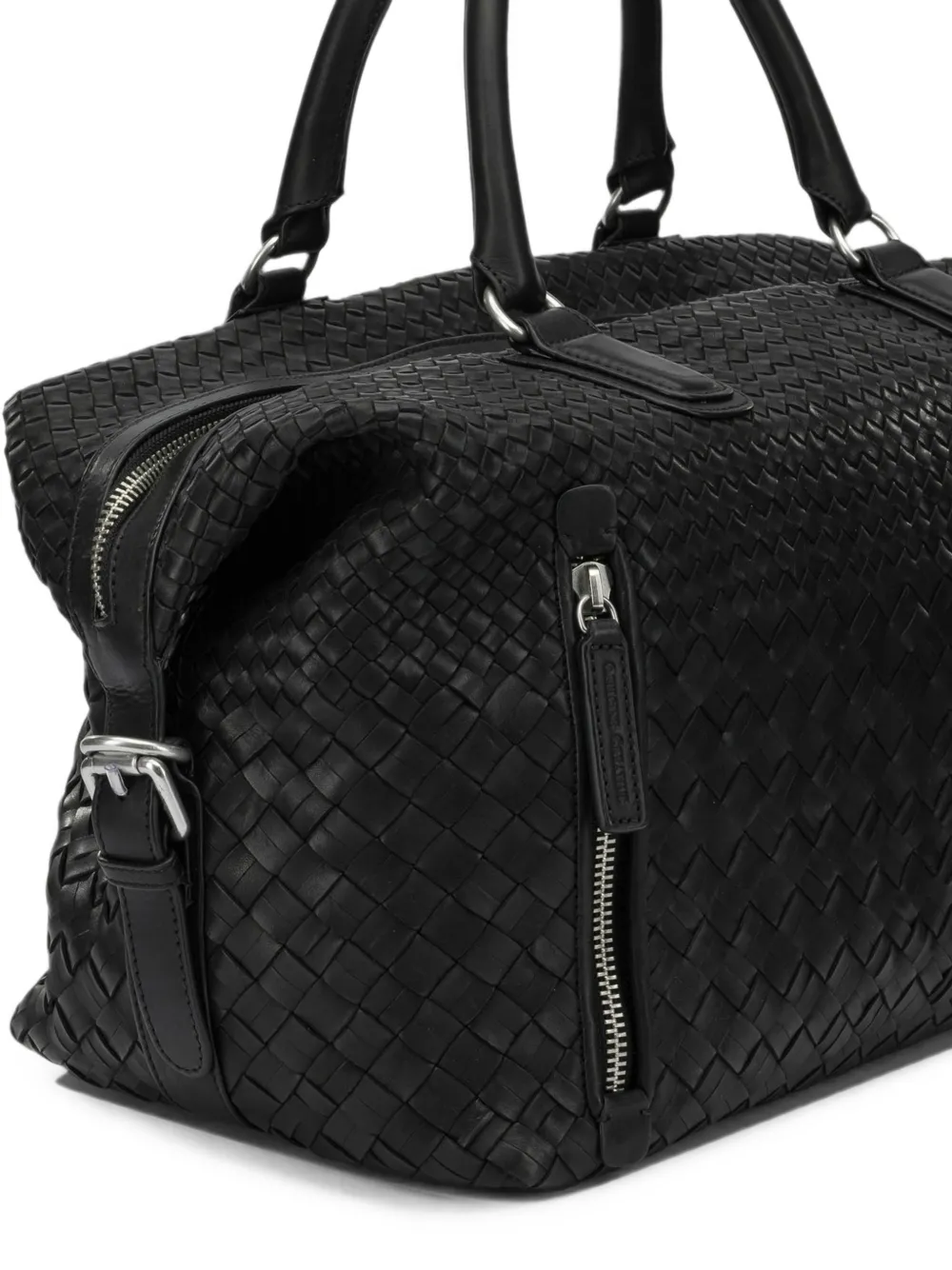 Officine Creative Armor 019 geweven leren weekendtas Zwart