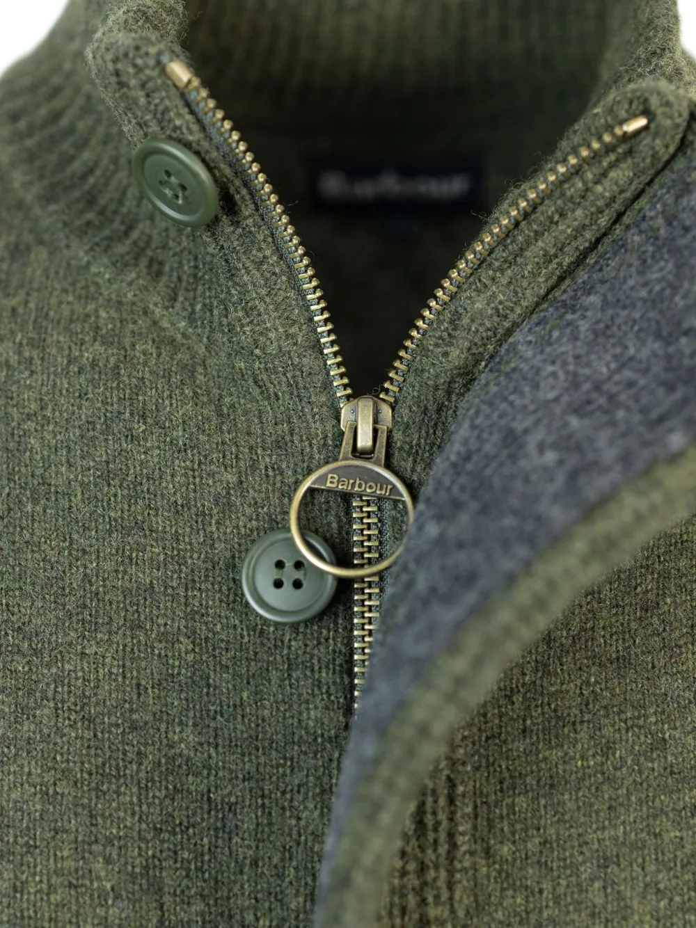 Barbour elbow-patch zip-up sweater Groen