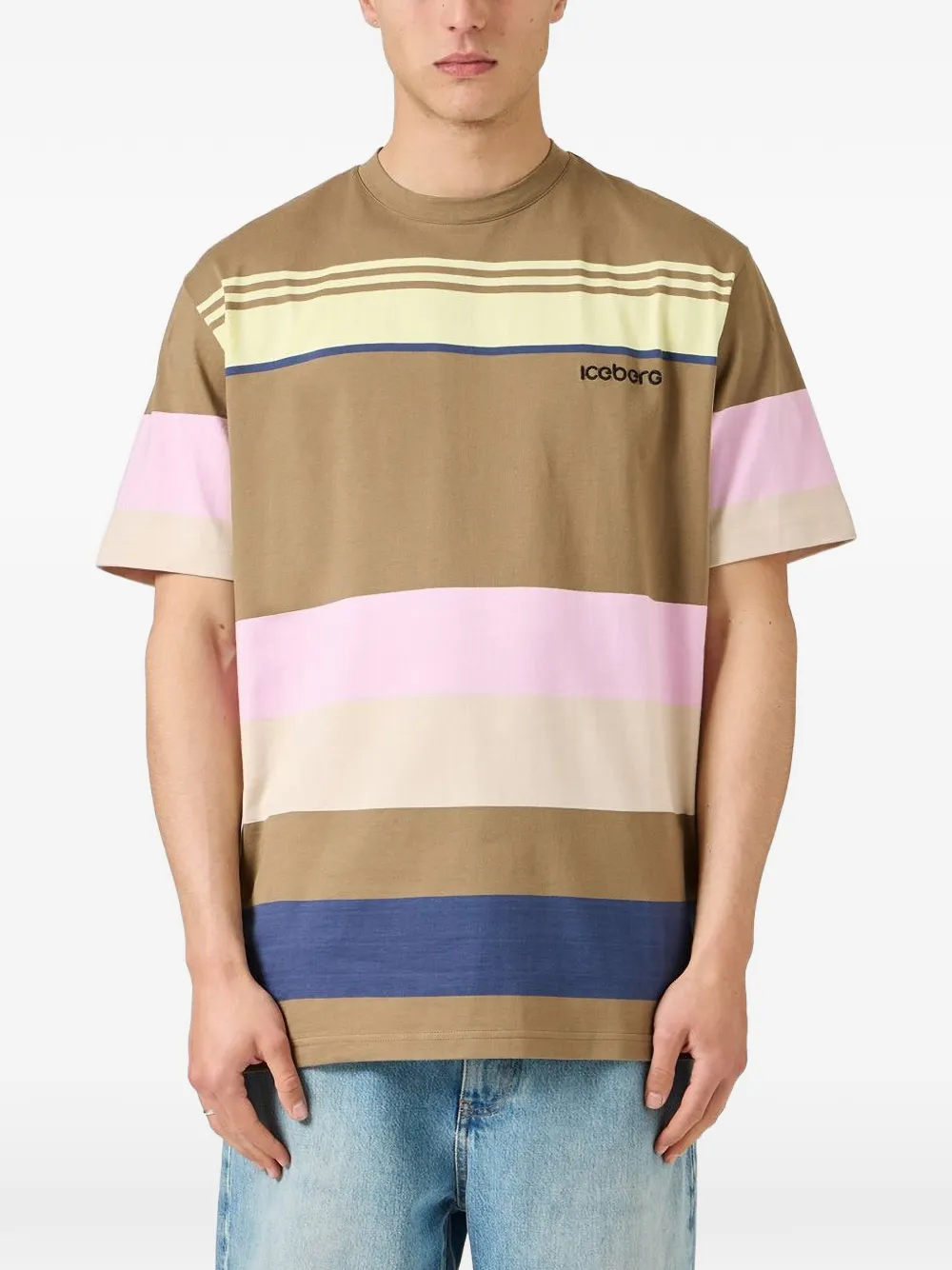 Iceberg T-shirt met geborduurd logo Bruin