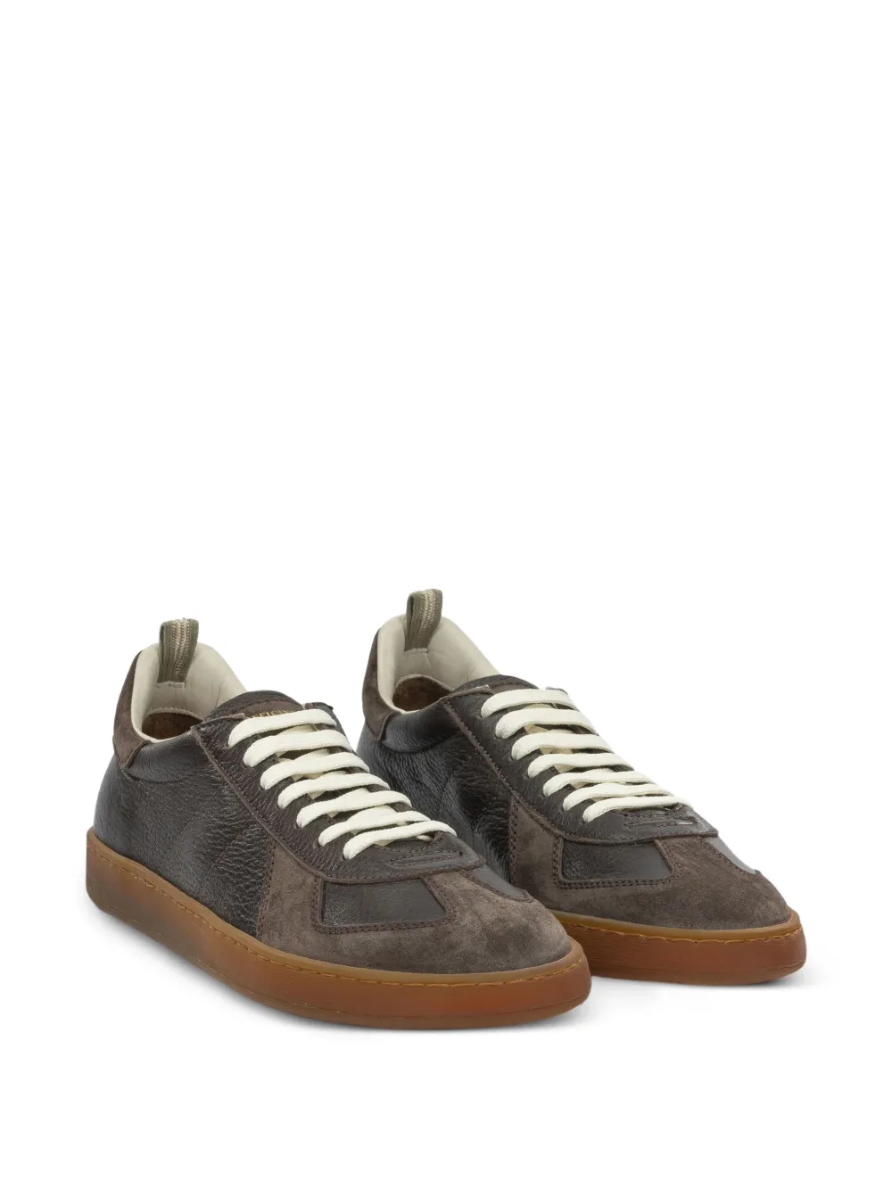 Officine Creative Militia panelled leather sneakers Bruin