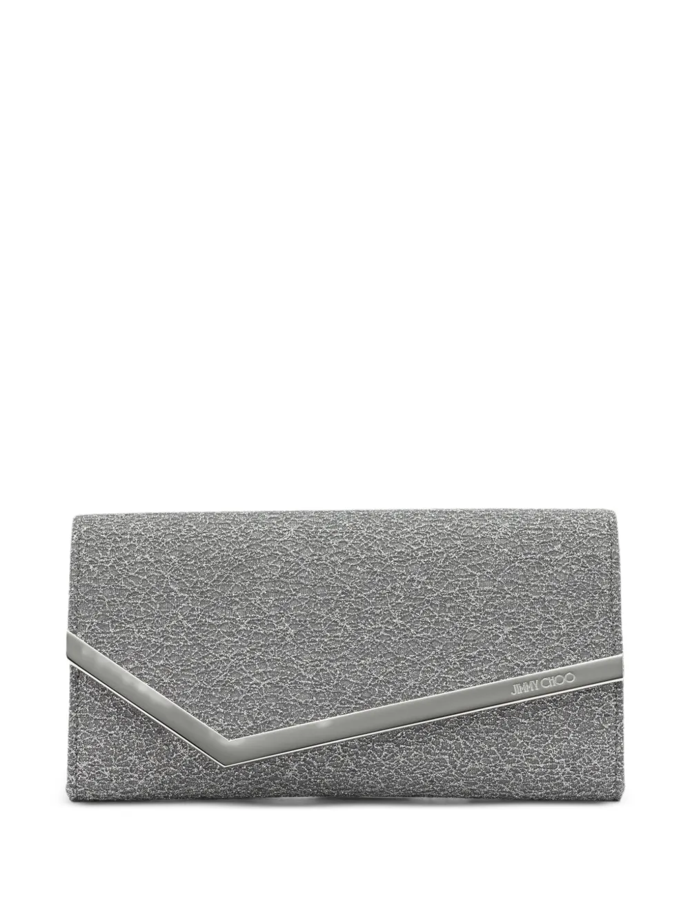 Jimmy Choo Emmie glitter-effect clutch bag - Argento