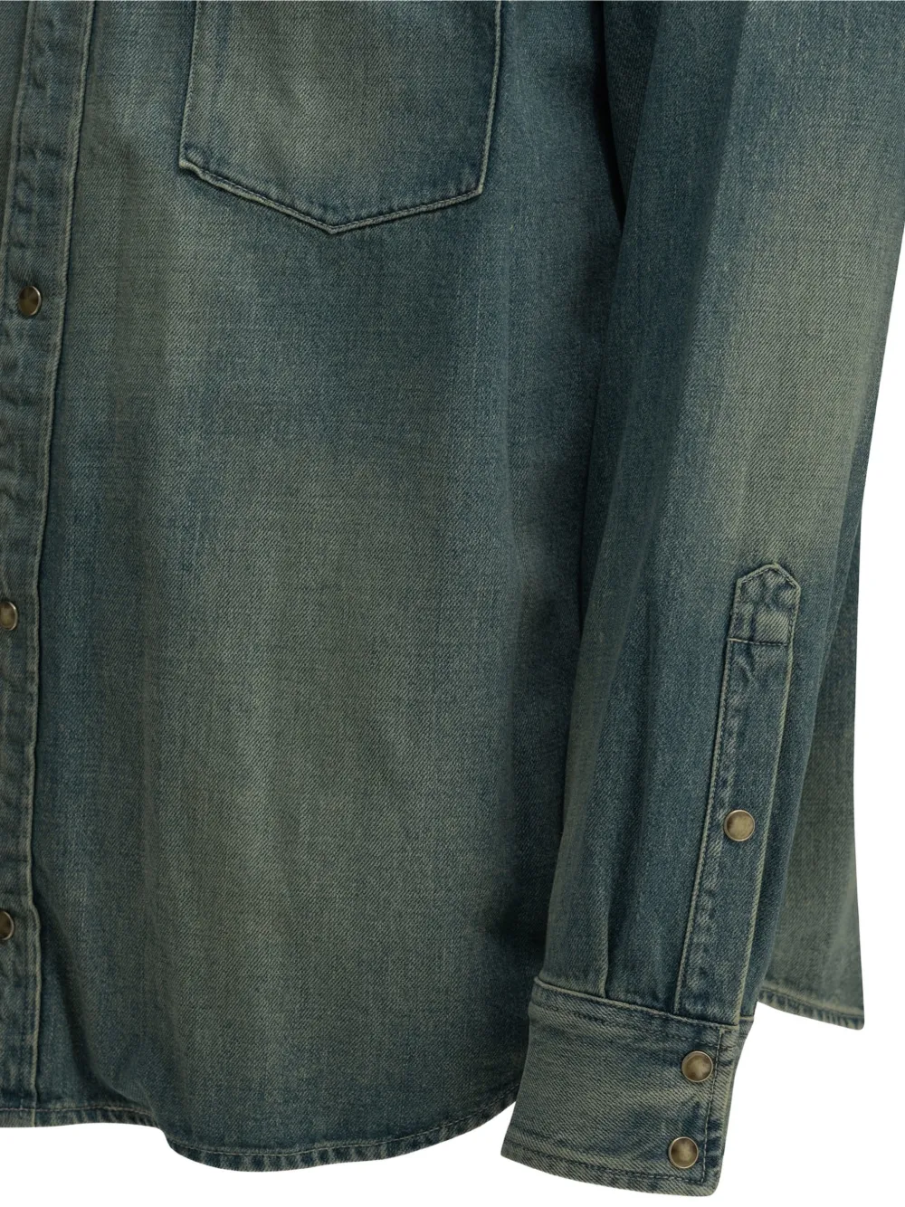 A.PRESSE Denim overhemd met Western-yoke Blauw