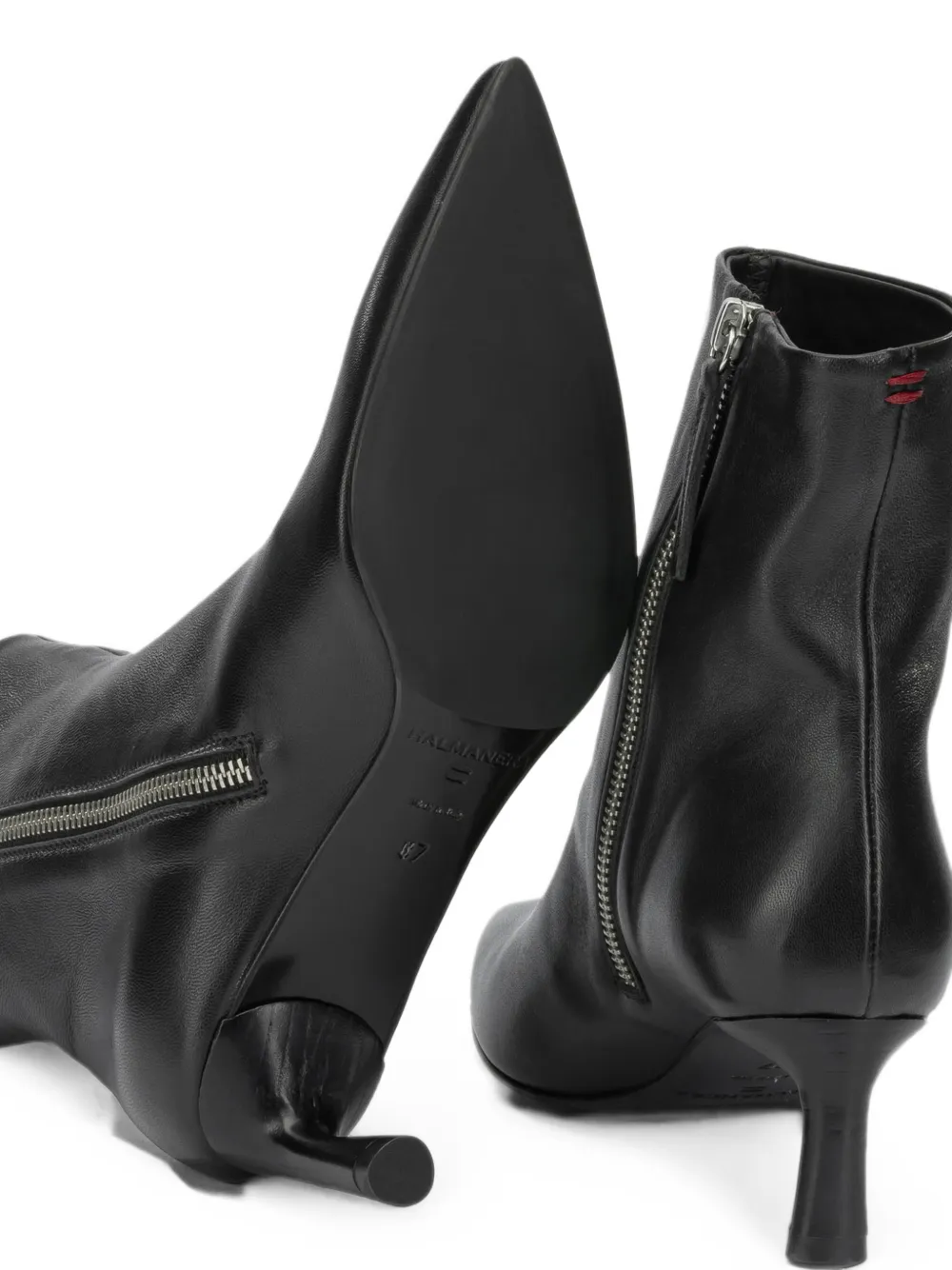 Halmanera pointed-toe leather ankle boots Zwart