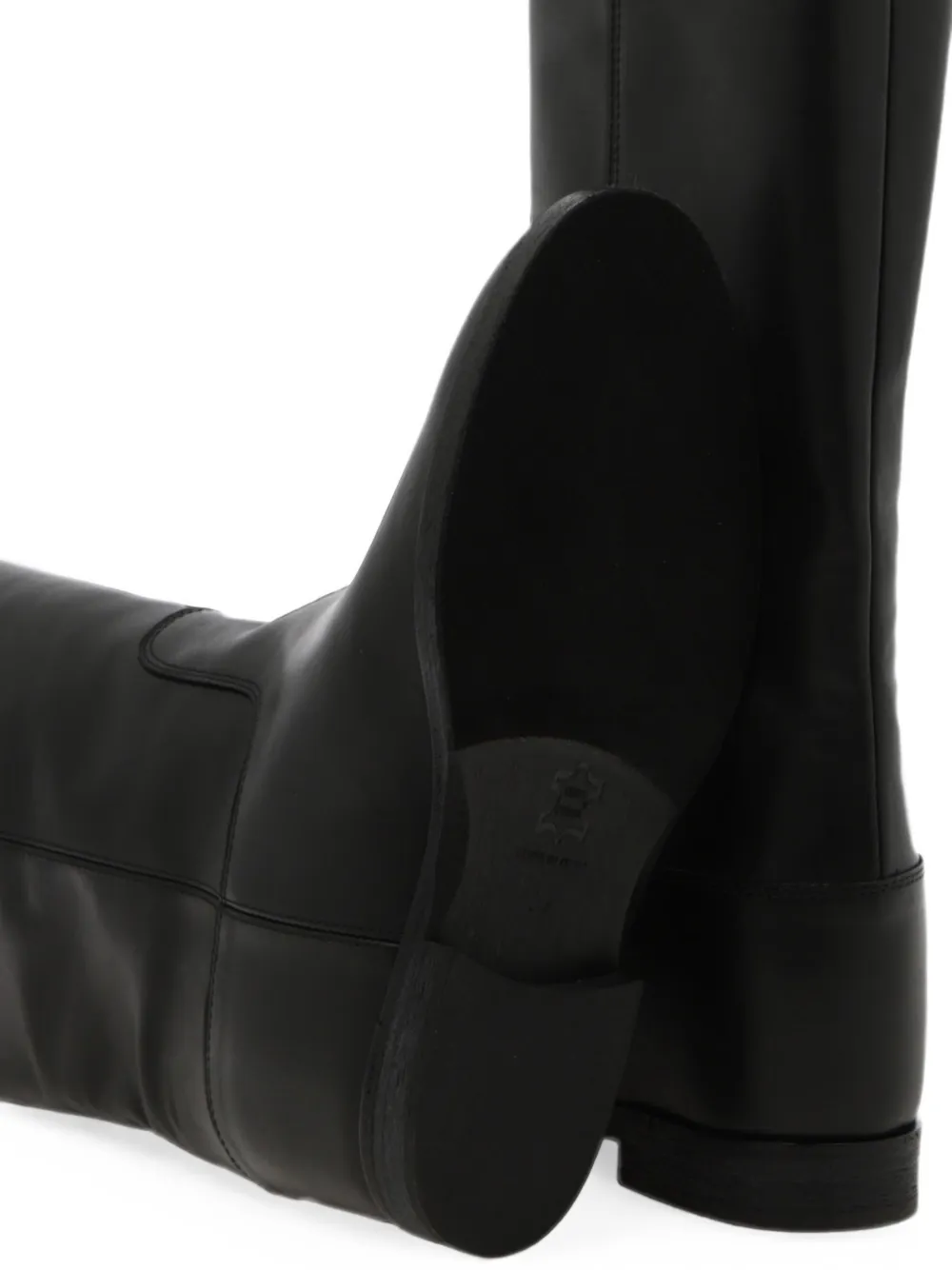 Via Roma 15 V-logo knee-high leather boots Zwart