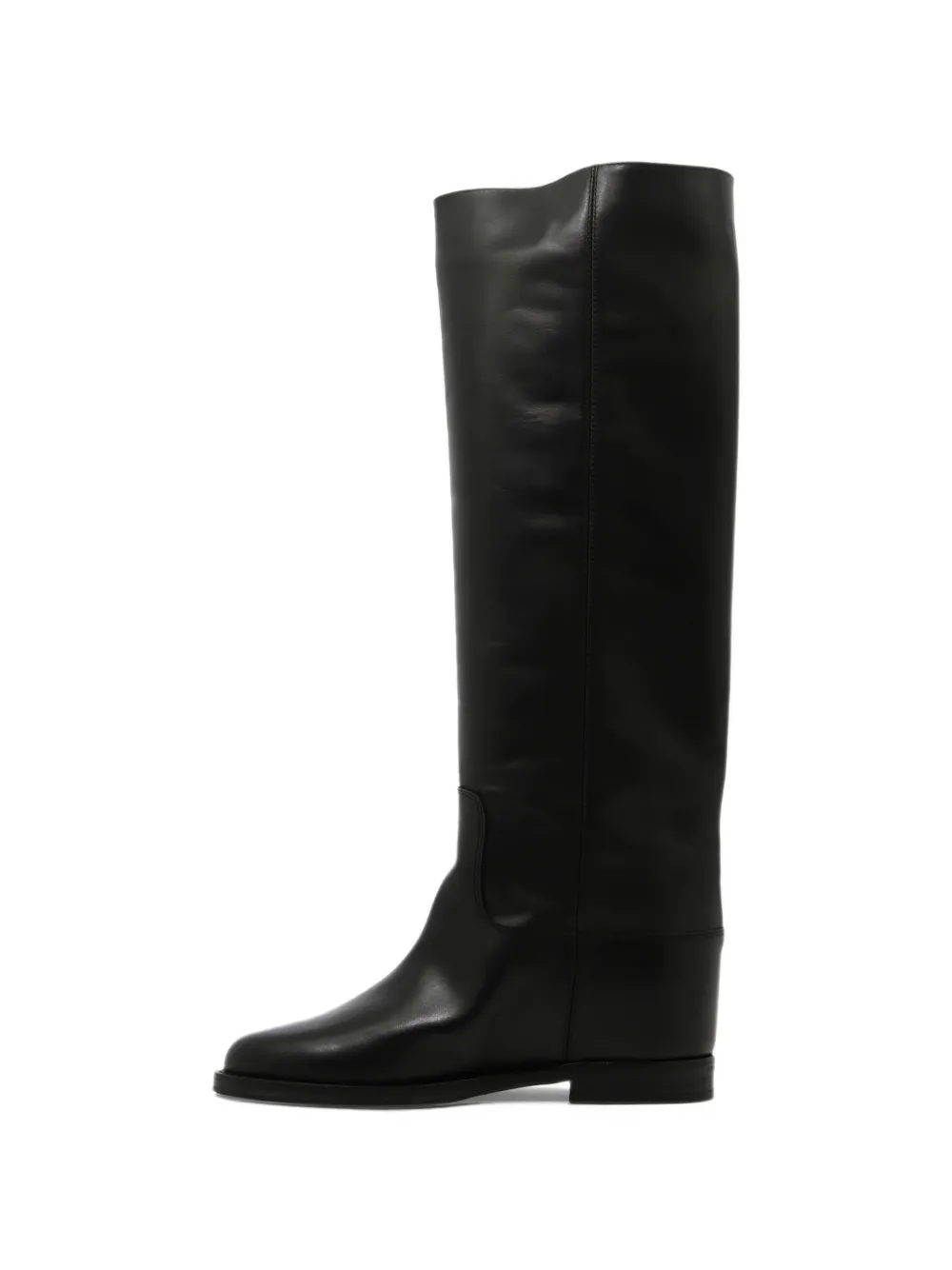 Via Roma 15 V-logo knee-high leather boots Zwart