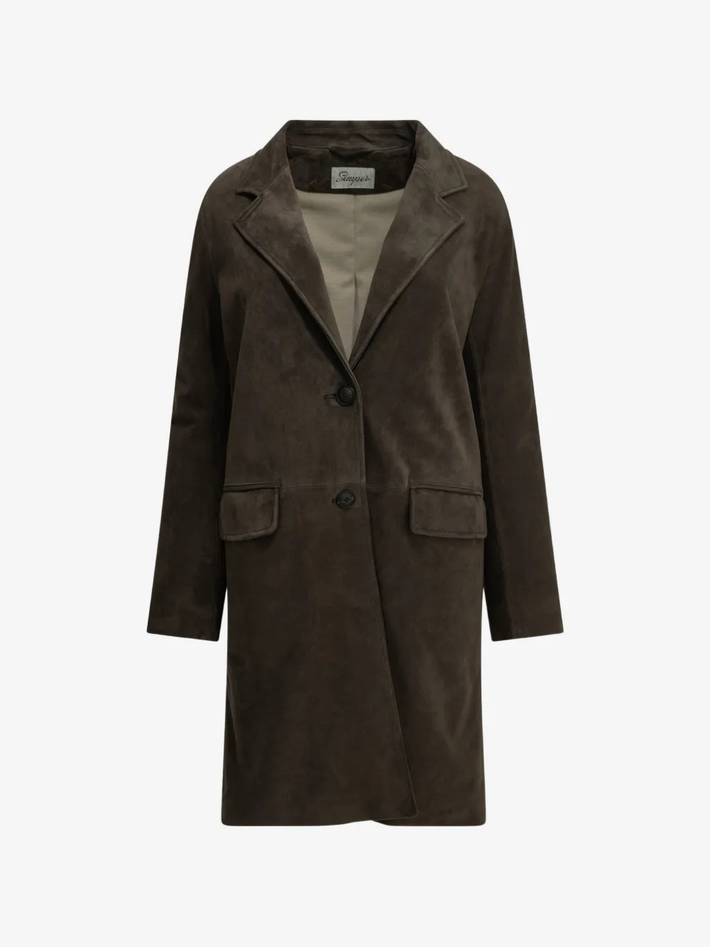 single-breasted leather coat