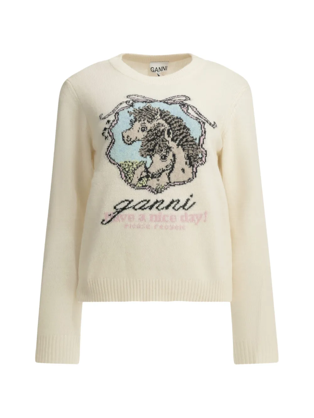 GANNI graphic-intarsia sweater - Bianco
