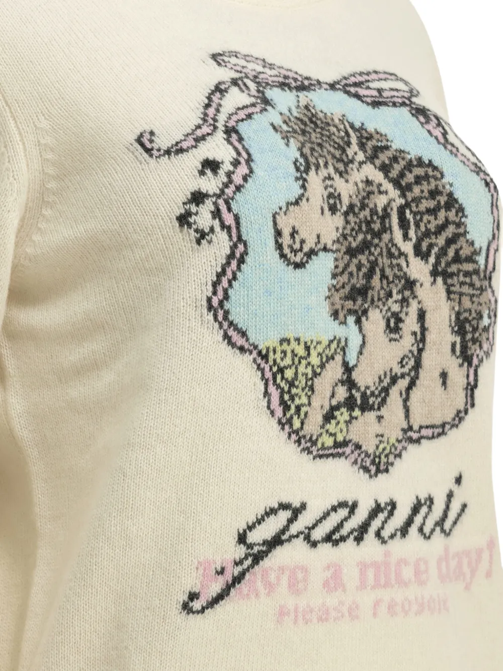 GANNI Trui met grafische intarsia Wit