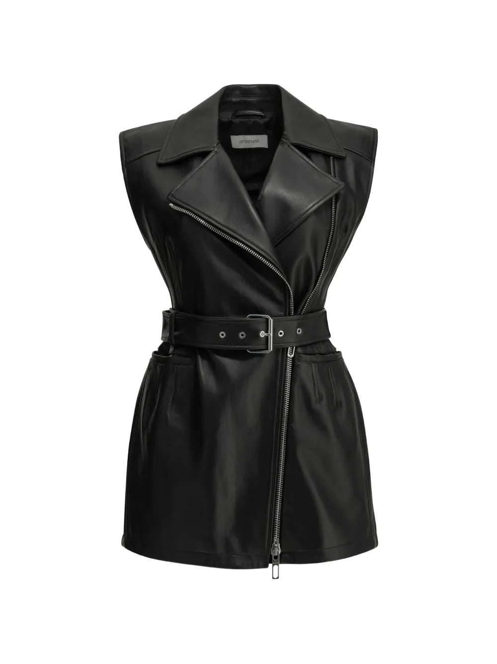 Max Mara Favella belted leather jacket - Nero