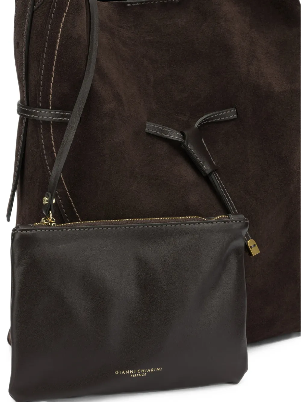 GIANNI CHIARINI large Sienna suede tote bag Bruin