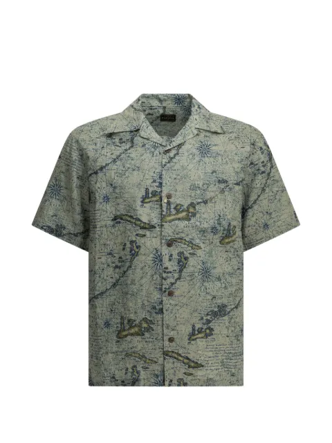 KAPITAL map-print short-sleeve shirt