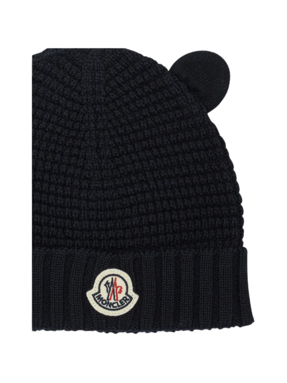 Moncler Enfant Muts met logopatch en oordetail Blauw