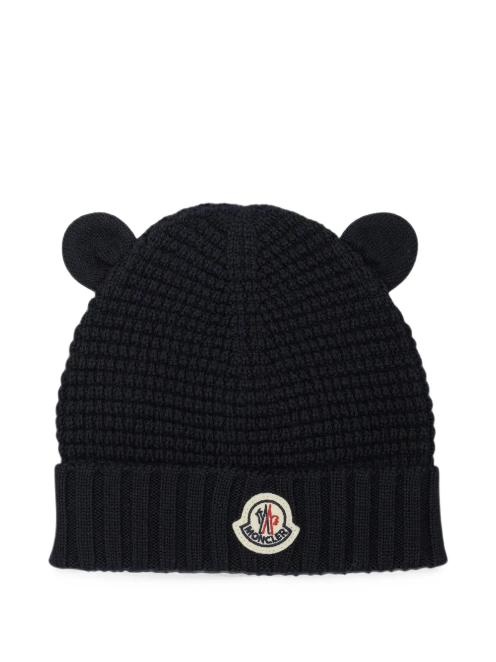 Moncler Enfant Muts met logopatch en oordetail Blauw