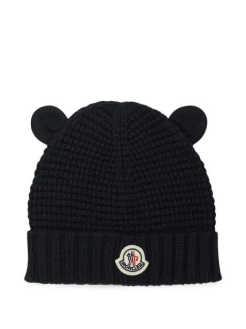 Moncler Enfant ear-detail logo-patch beanie hat