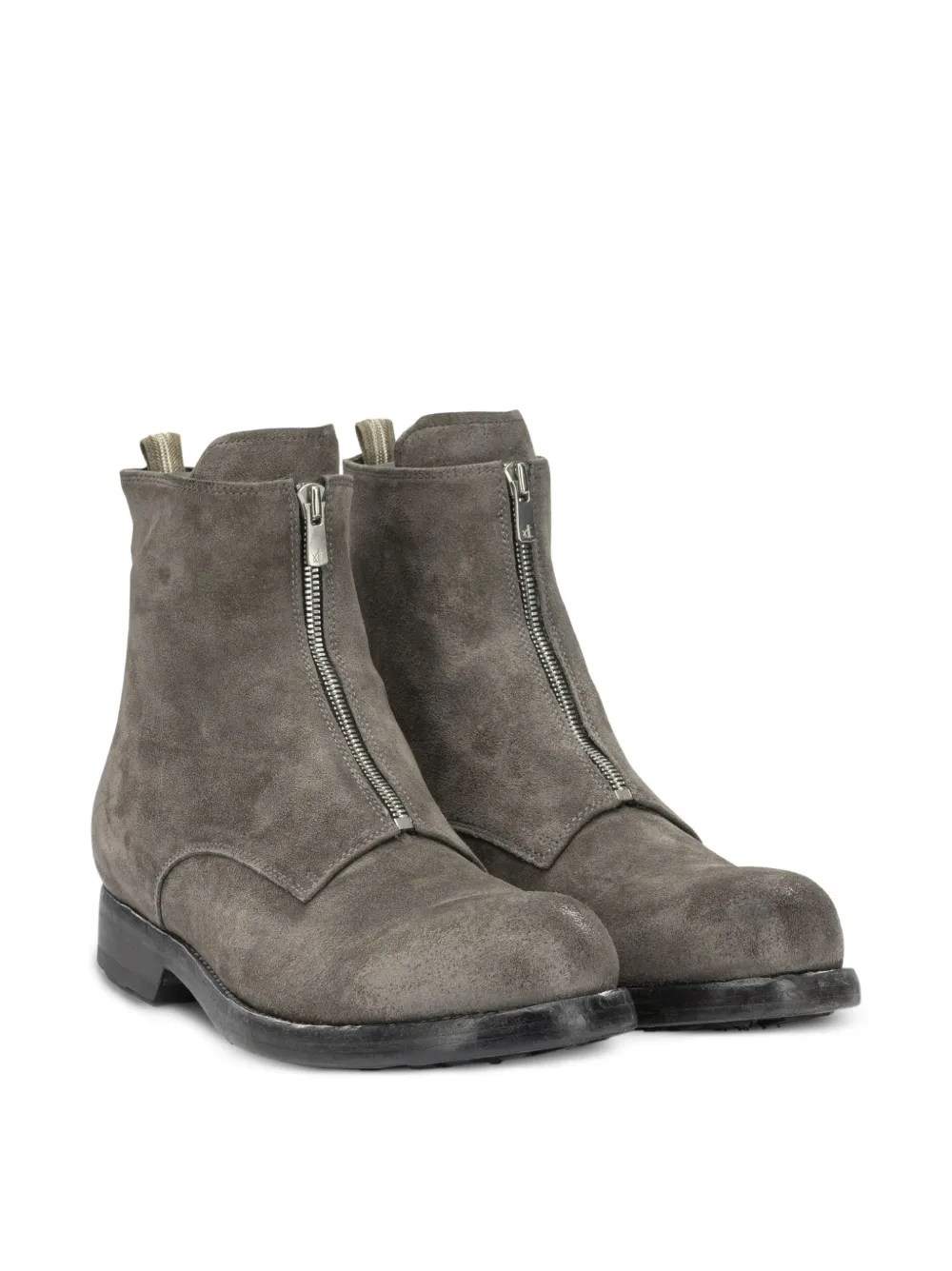 Officine Creative front-zip distressed-effect boots Grijs