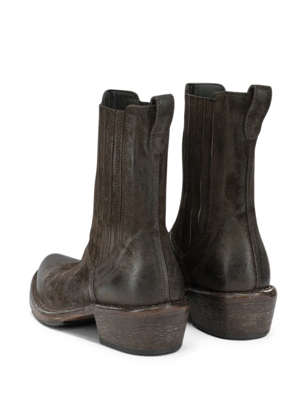 Moma Dallas 50mm distressed-effect panelled ankle boots Bruin