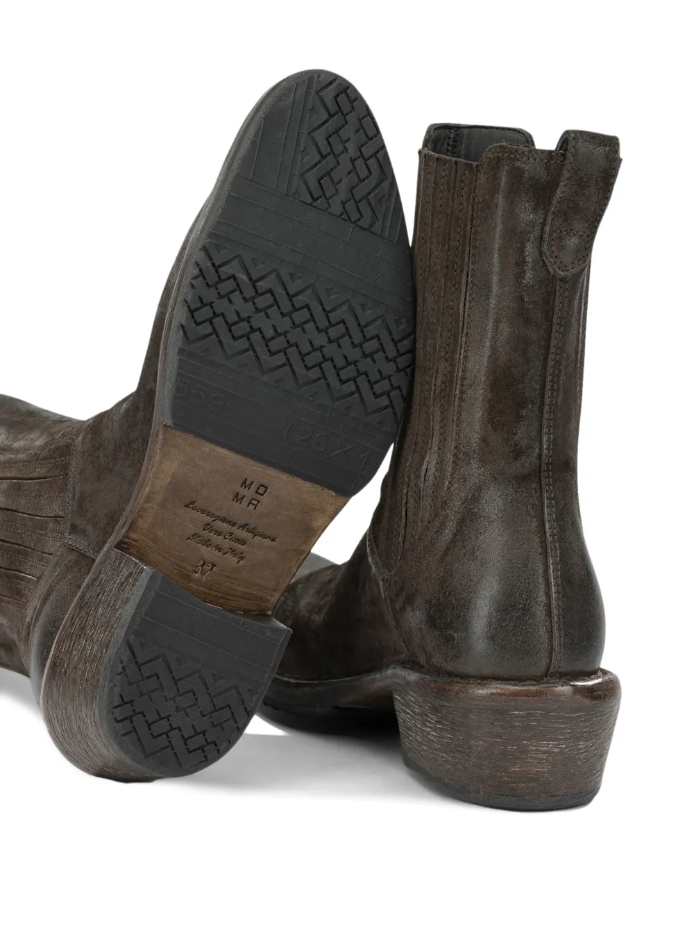Moma Dallas 50mm distressed-effect panelled ankle boots Bruin