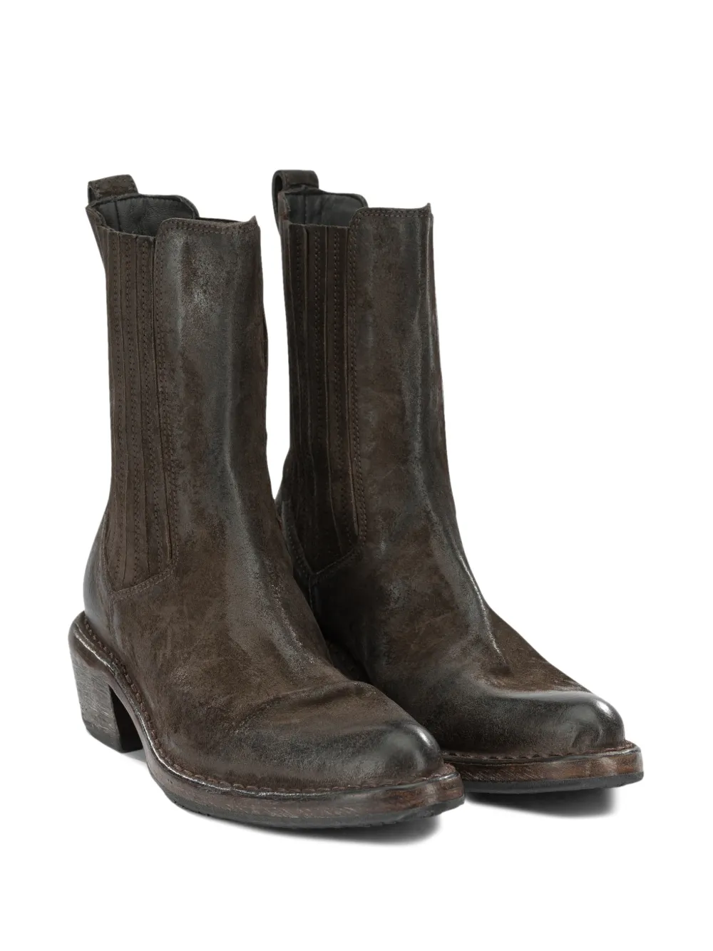 Moma Dallas 50mm distressed-effect panelled ankle boots Bruin