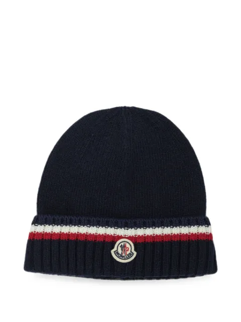 Moncler Enfant logo-patch striped beanie hat