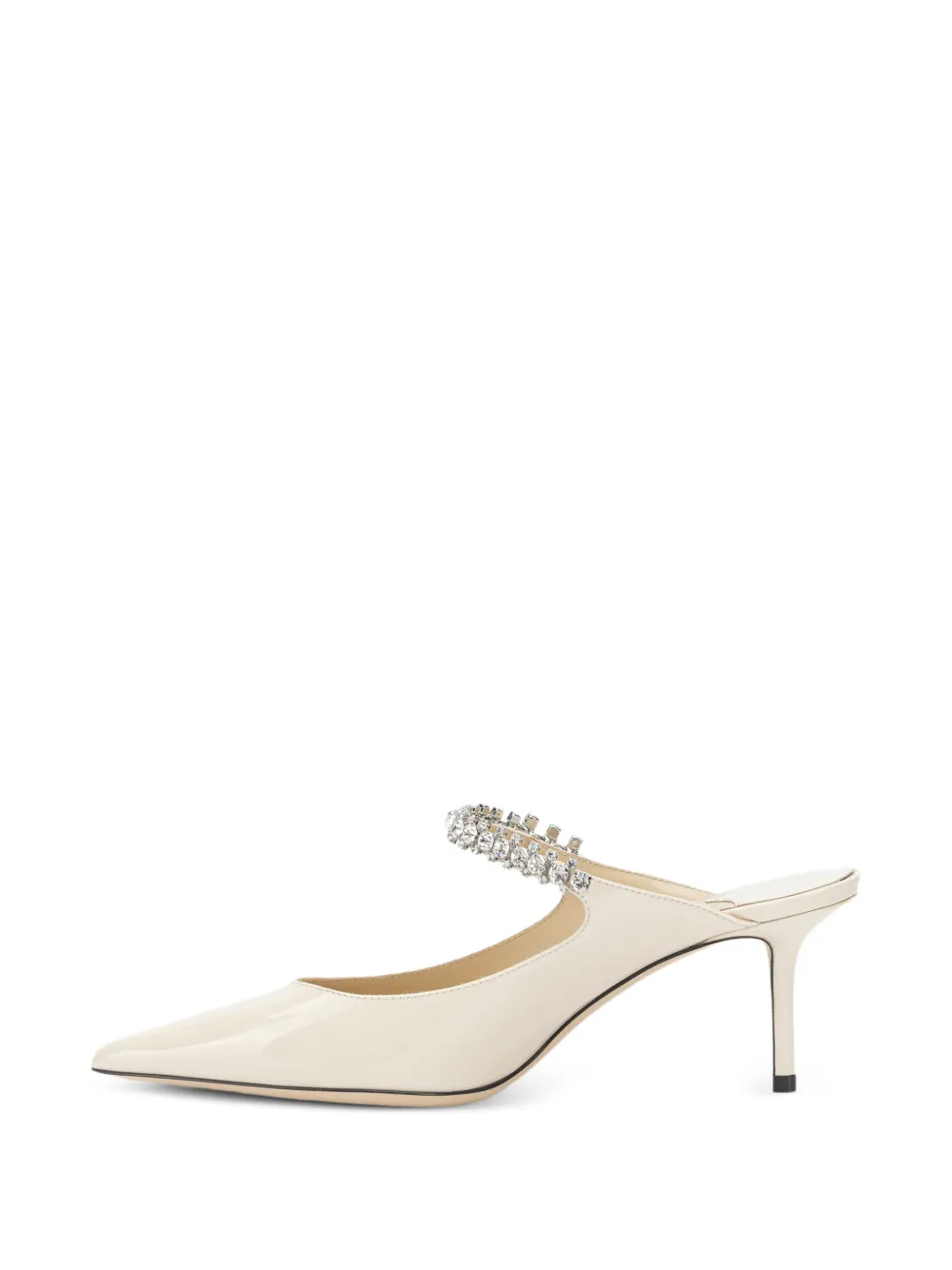 Jimmy Choo Bing 65 linnen lakleren muiltjes met kristallen band Beige