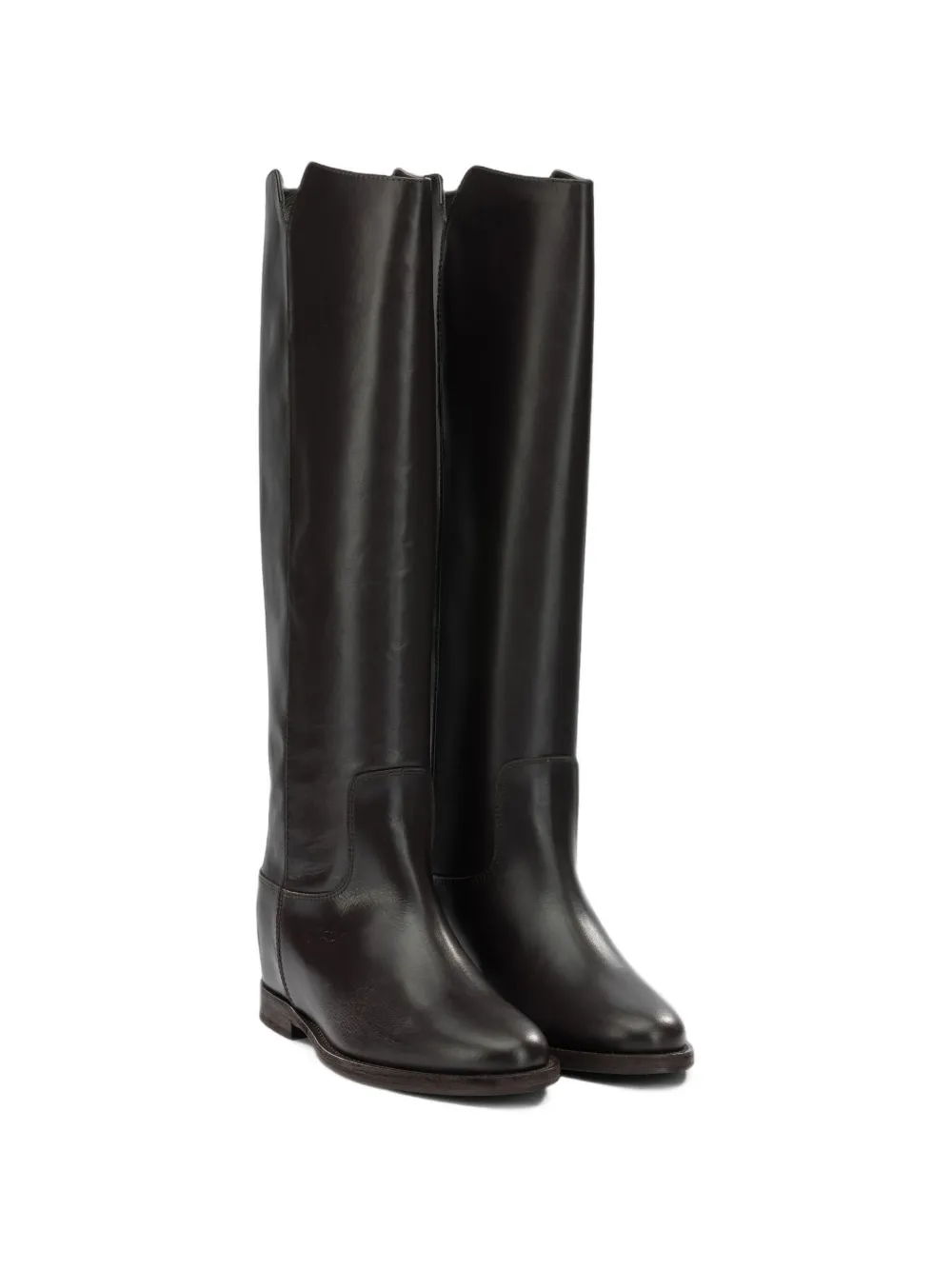 Via Roma 15 Desirè V-neck leather boots Bruin
