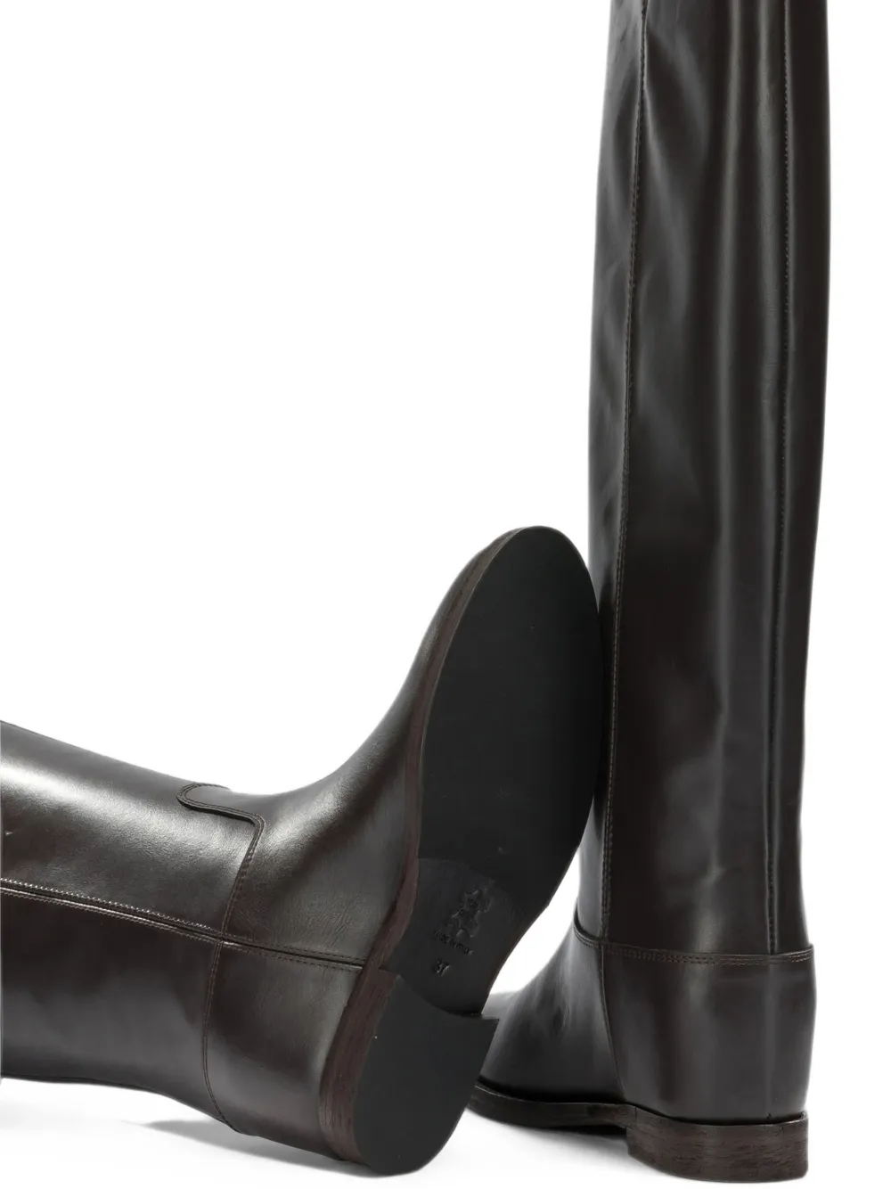 Via Roma 15 Desirè V-neck leather boots Bruin